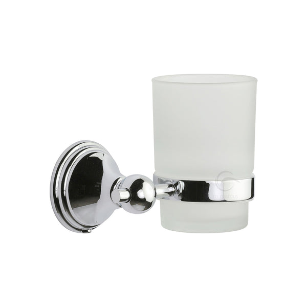 Cambridge Toothbrush Holder. Wall Mounted with Frosted Glass Tumbler. Polished Chrome finish - CAM-TUMBLER-PC