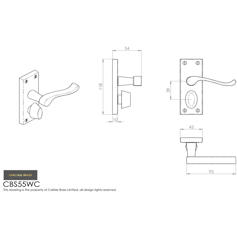 Carlisle Brass - Contract Victorian Scroll Lever on Privacy Backplate - Polished Chrome - CBS55WCCP - Choice Handles