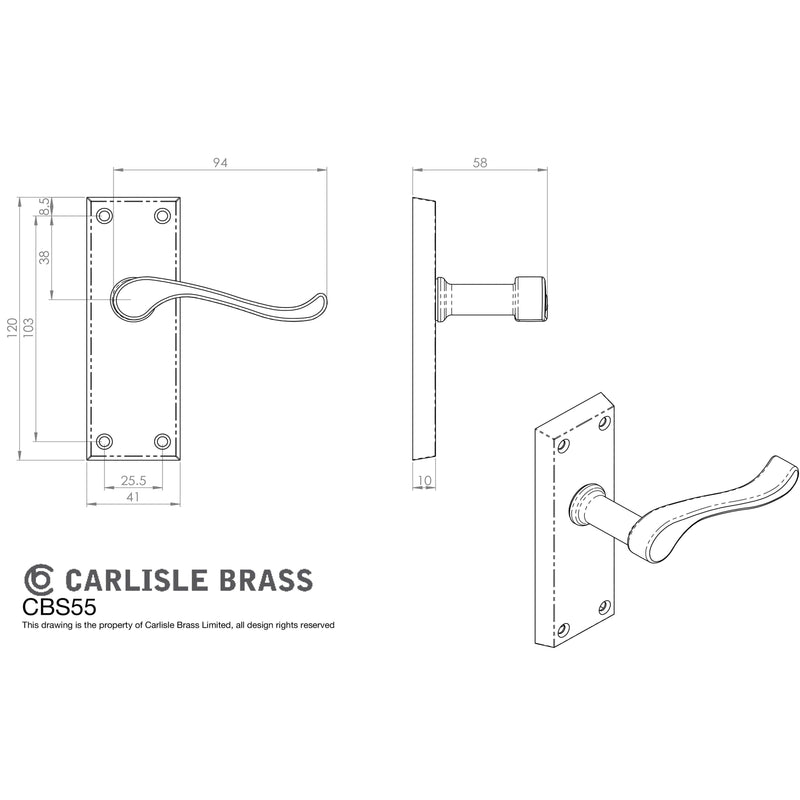 Carlisle Brass - Contract Victorian Scroll Lever on Latch Backplate - Polished Brass - CBS55 - Choice Handles