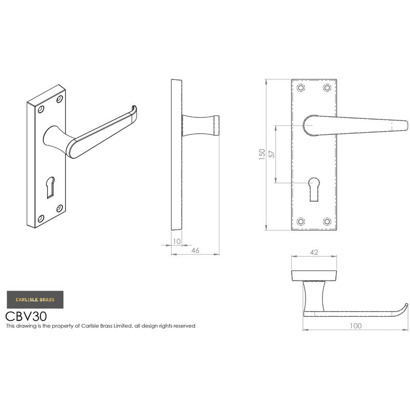 Carlisle Brass - Contract Victorian Lever on Lock Backplate - Polished Chrome - CBV30CP - Choice Handles