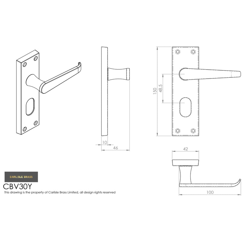 Carlisle Brass - Contract Victorian Lever on Euro Lock Backplate - Polished Brass - CBV30Y - Choice Handles