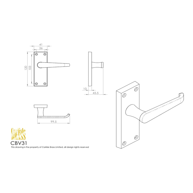 Carlisle Brass - Contract Victorian Lever on Latch Backplate - Satin Chrome - CBV31SC - Choice Handles