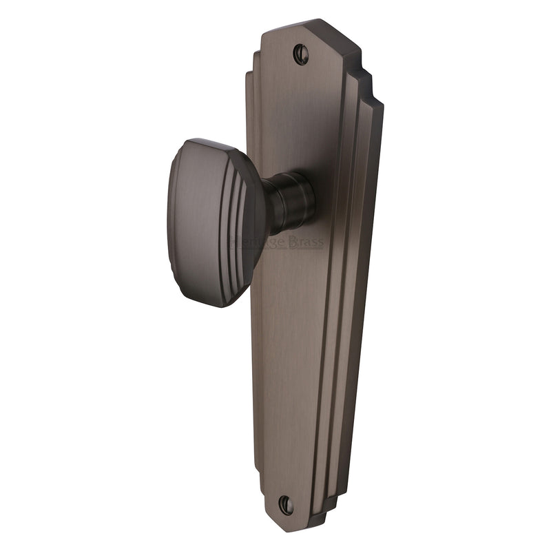 Heritage Brass Mortice Knob on Latch Plate Charlston Design Matt Bronze finish - CHA1910-MB