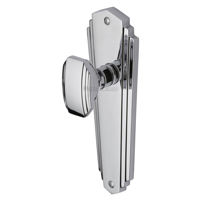 Heritage Brass Mortice Knob on Latch Plate Charlston Design Polished Chrome finish - CHA1910-PC