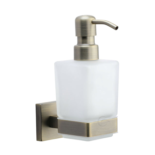 Chelsea Soap Dispenser. Wall Mounted with Frosted Glass and high quality STS pump. Matt Antique finish - CHE-SOAP-MA