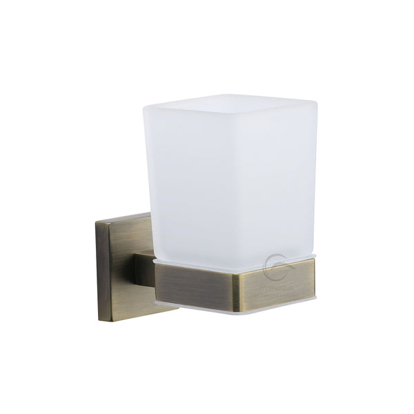 Chelsea Toothbrush Holder. Wall Mounted with Frosted Glass Tumbler. Matt Antique finish - CHE-TUMBLER-MA