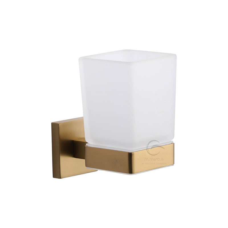 Chelsea Toothbrush Holder. Wall Mounted with Frosted Glass Tumbler. Satin Brass finish - CHE-TUMBLER-SB