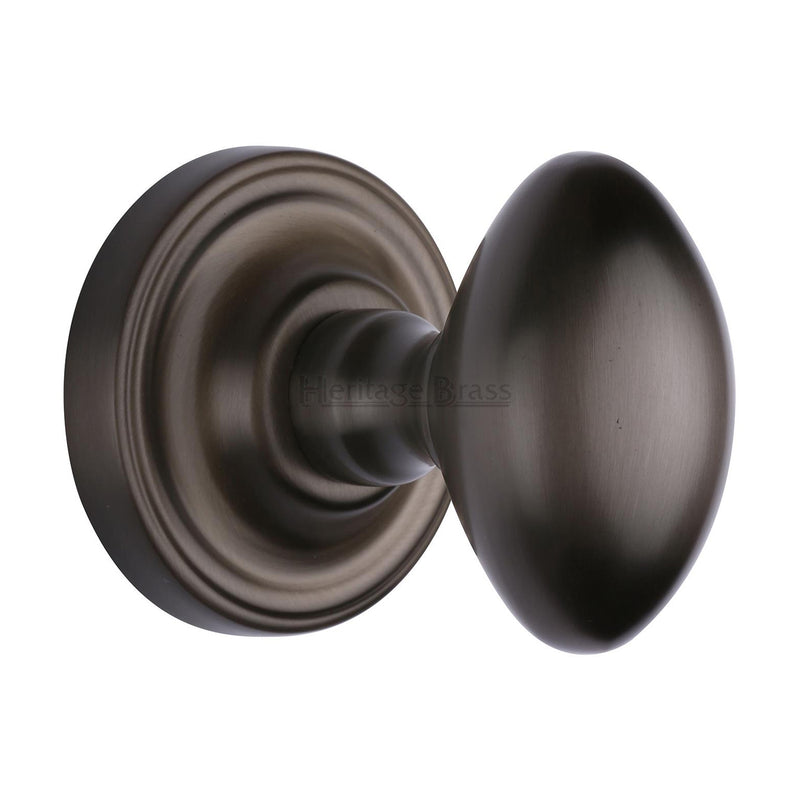 Heritage Brass Mortice Knob on Rose Chelsea Design Matt Bronze finish - CHE7373-MB - Choice Handles