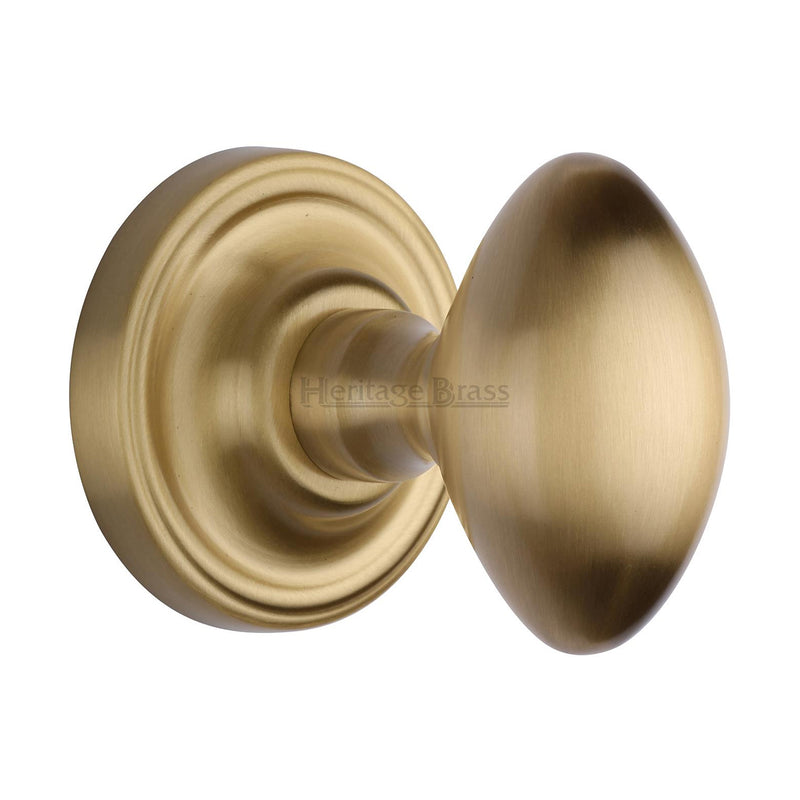 Heritage Brass Mortice Knob on Rose Chelsea Design Satin Brass finish - CHE7373-SB - Choice Handles