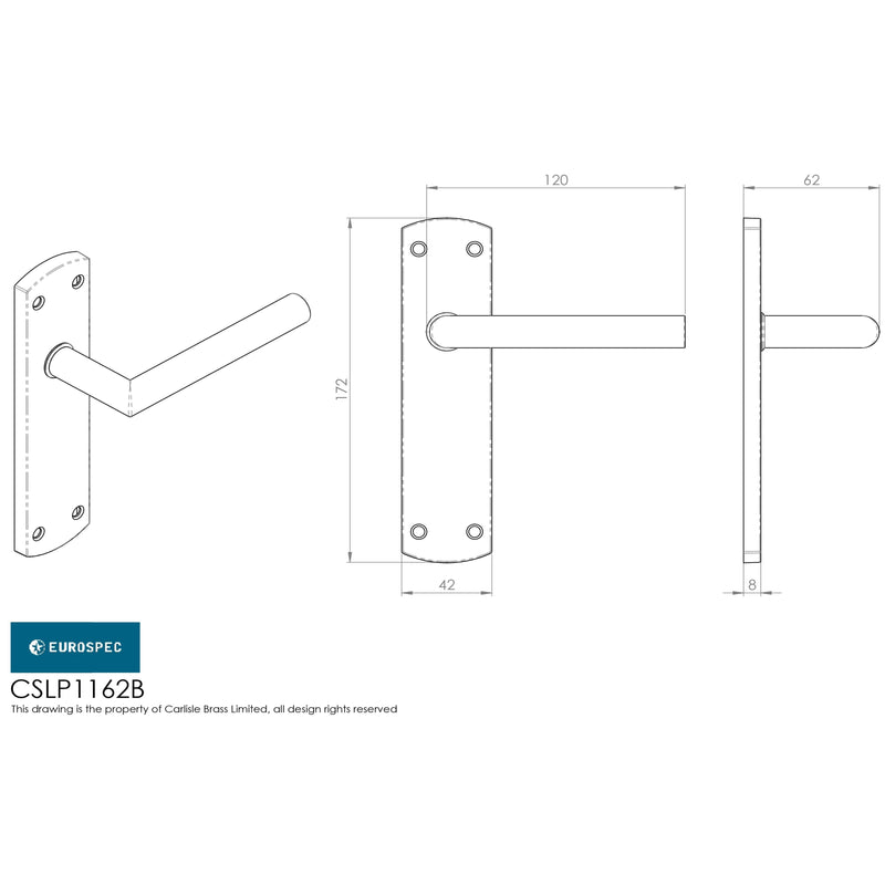 Eurospec - Steelworx Residential Mitred Lever on Latch Backplate - Bright Stainless Steel - CSLP1162B/BSS - Choice Handles