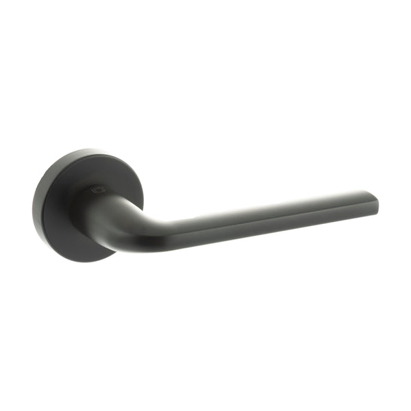 CleanTouch Anti-Bac Forme Milly Lever Door Handle on Minimal Round Rose - Matt Black - CTFMR133MB