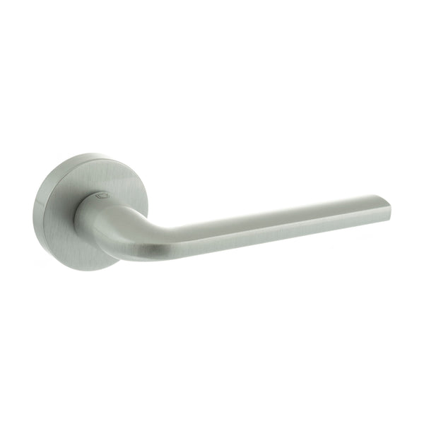 CleanTouch Anti-Bac Forme Milly Lever Door Handle on Minimal Round Rose - Satin Chrome - CTFMR133SC