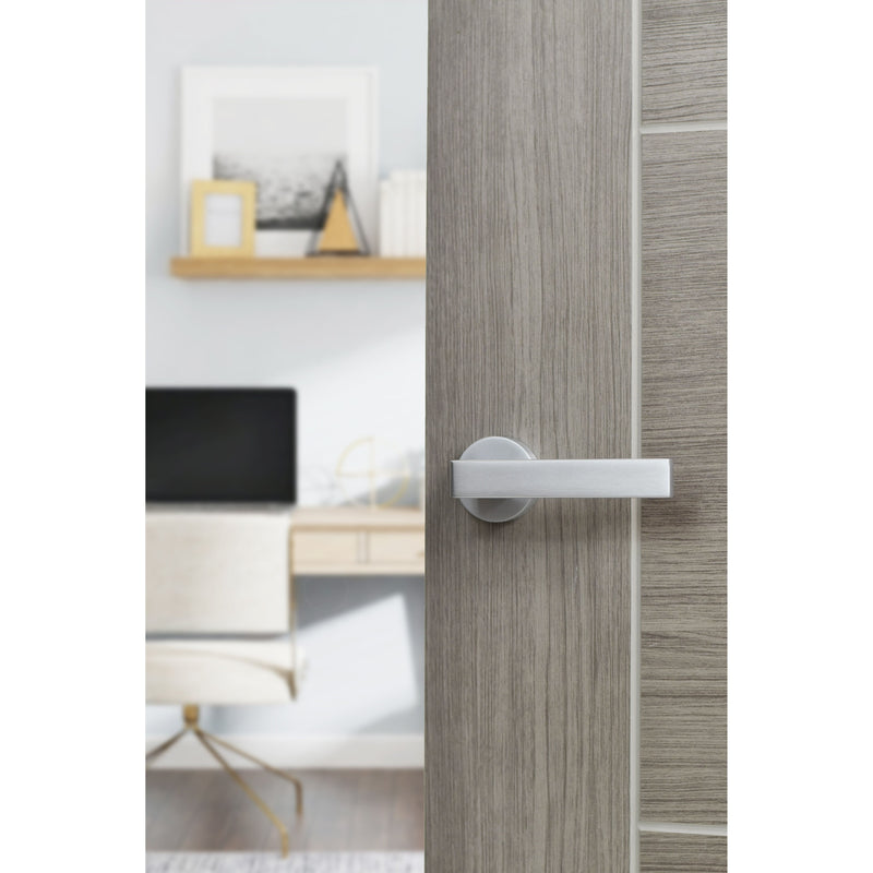 CleanTouch Anti-Bac Forme Asti Lever Door Handle on Minimal Round Rose - Satin Chrome - CTFMR254SC