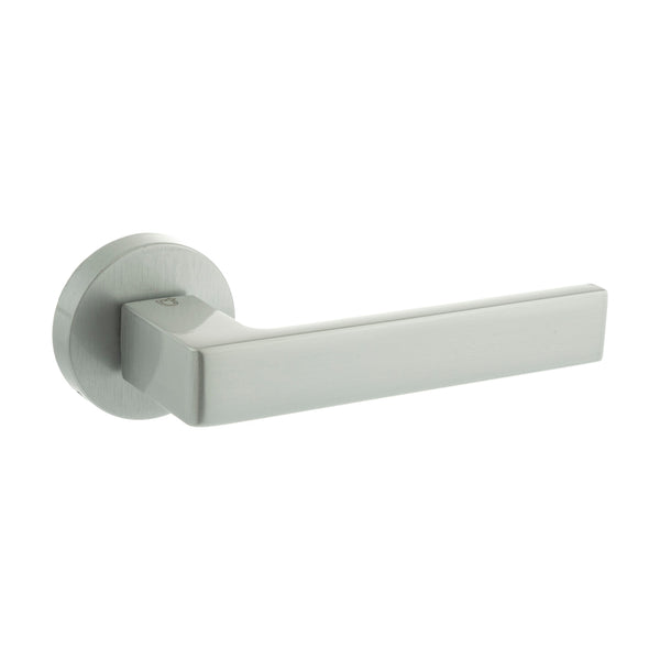 CleanTouch Anti-Bac Forme Asti Lever Door Handle on Minimal Round Rose - Satin Chrome - CTFMR254SC