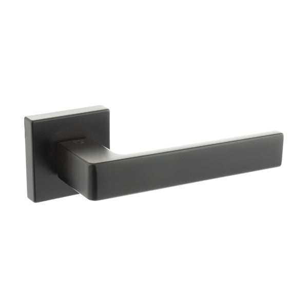 CleanTouch Anti-Bac Forme Asti Lever Door Handle on Minimal Square Rose - Matt Black - CTFMS254MB