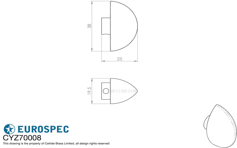 Eurospec - Round Thumbturn to suit Cylinder - Polished Brass - CYZ70008BK