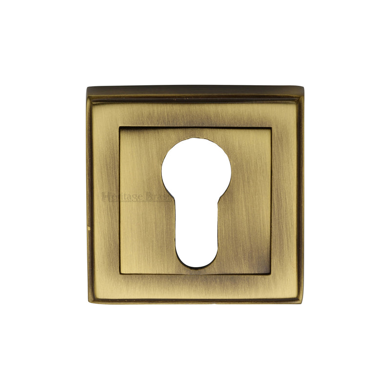 Heritage Brass Euro Profile Cylinder Escutcheon Antique finish - DEC7020-AT - Choice Handles