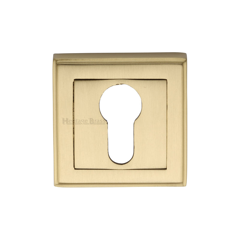 Heritage Brass Euro Profile Cylinder Escutcheon Satin Brass finish - DEC7020-SB - Choice Handles