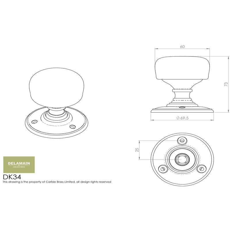 Carlisle Brass - Delamain Porcelain Knob - Porcelain White / Polished Chrome - DK34PWCP - Choice Handles