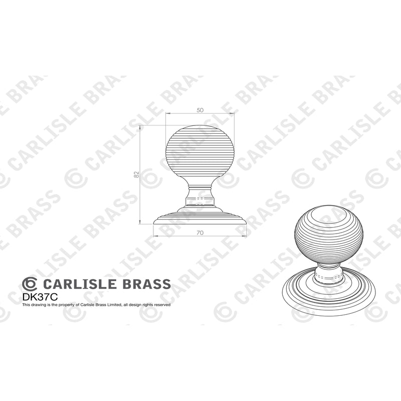 Carlisle Brass - Delamain Reeded Knob - Satin Chrome - DK37CSC - Choice Handles