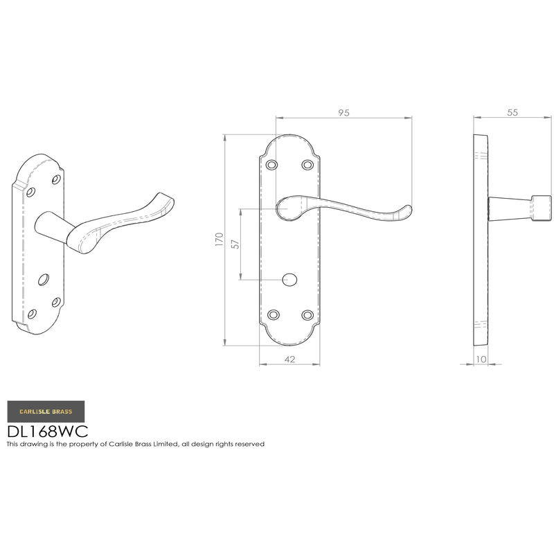 Carlisle Brass - Oakley Lever on WC Backplate - Polished Brass - DL168WC - Choice Handles