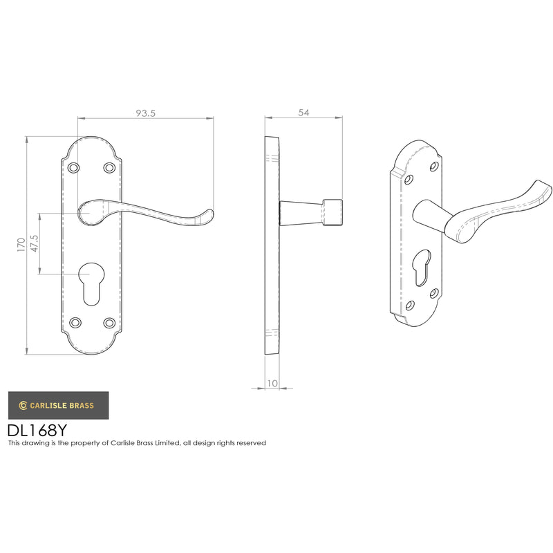 Carlisle Brass - Oakley Lever on Euro Lock Backplate - Satin Chrome - DL168YSC - Choice Handles