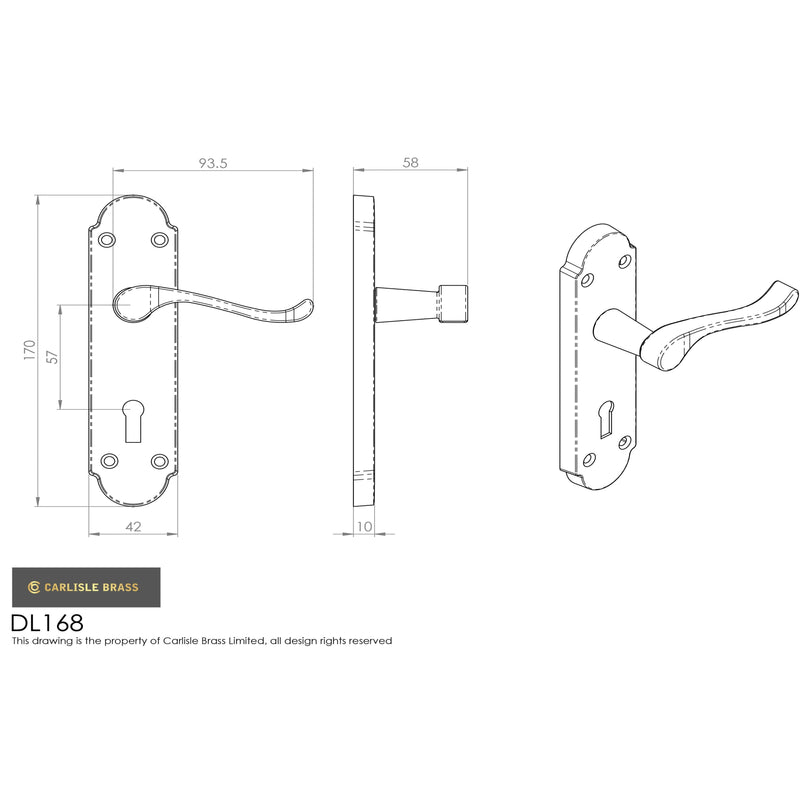 Carlisle Brass - Oakley Lever on Lock Backplate - Polished Brass - DL168 - Choice Handles