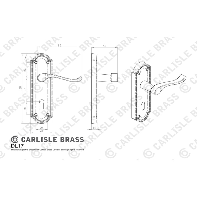 Carlisle Brass - Ashtead Lever on Lock Backplate - PVD - DL17PVD - Choice Handles