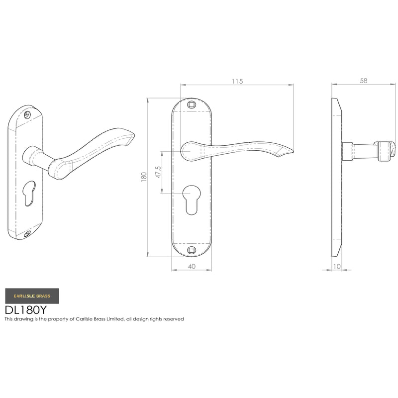 Carlisle Brass - Andros Lever on Euro Lock Backplate - Satin Chrome - DL180YSC - Choice Handles