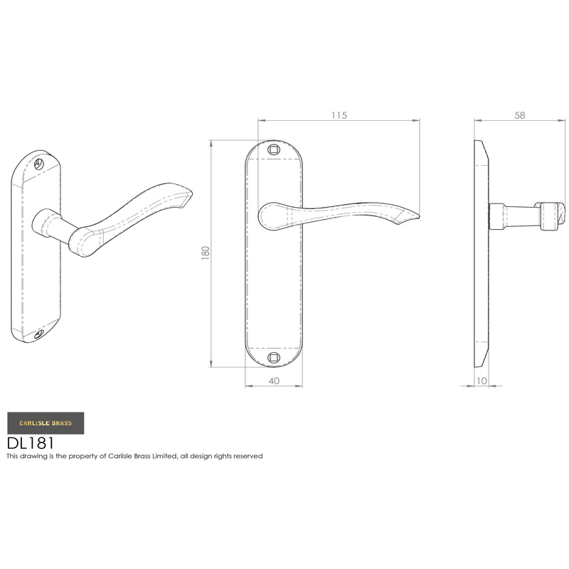 Carlisle Brass - Andros Lever on Latch Backplate - Polished Brass - DL181 - Choice Handles