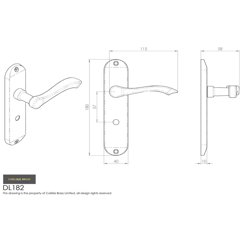 Carlisle Brass - Andros Lever on WC Backplate - Polished Chrome - DL182CP - Choice Handles