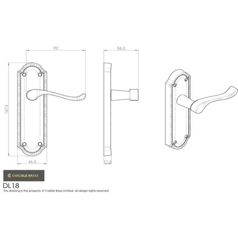 Carlisle Brass - Ashtead Lever on Latch Backplate - Polished Brass - DL18 - Choice Handles