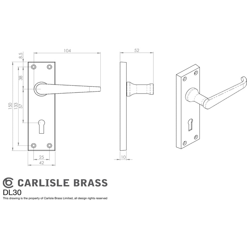 Carlisle Brass - Victorian Ascot Lever on Lock Backplate - Polished Brass - DL30 - Choice Handles