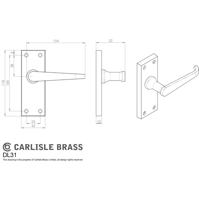 Carlisle Brass - Victorian Ascot Lever on Short Latch Backplate - Polished Chrome - DL31CP - Choice Handles