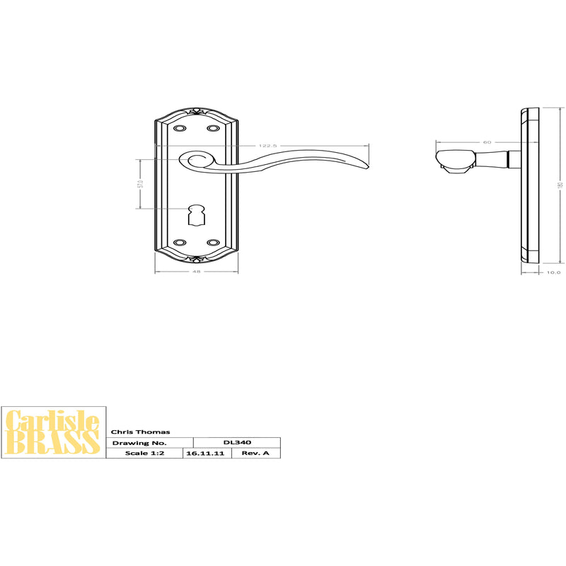 Carlisle Brass - Wentworth Lever on Lock Backplate - Polished Brass - DL340 - Choice Handles