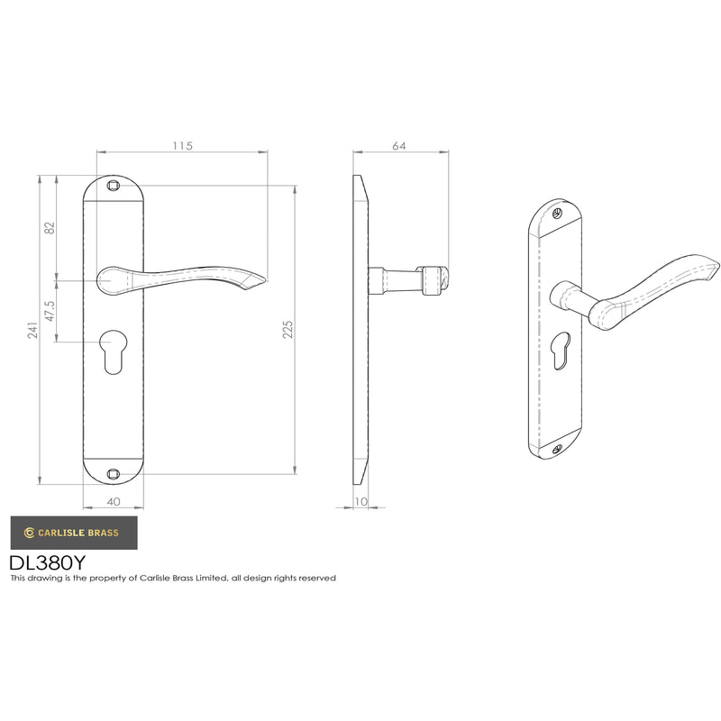 Carlisle Brass - Andros Lever on Euro Lock Long Backplate - Polished Chrome - DL380YCP - Choice Handles