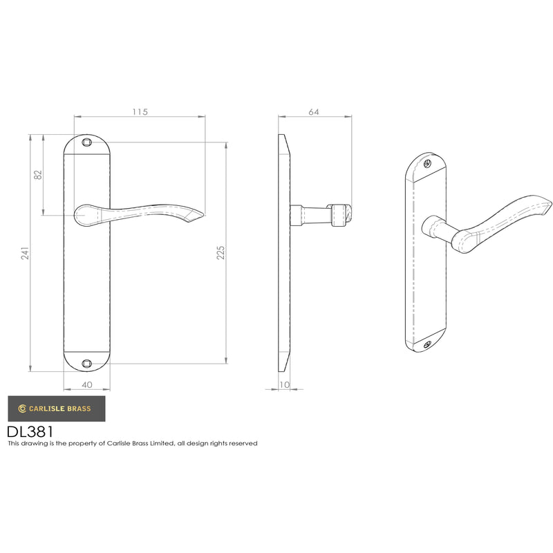 Carlisle Brass - Andros Lever on Long Latch Backplate - Polished Chrome - DL381CP - Choice Handles