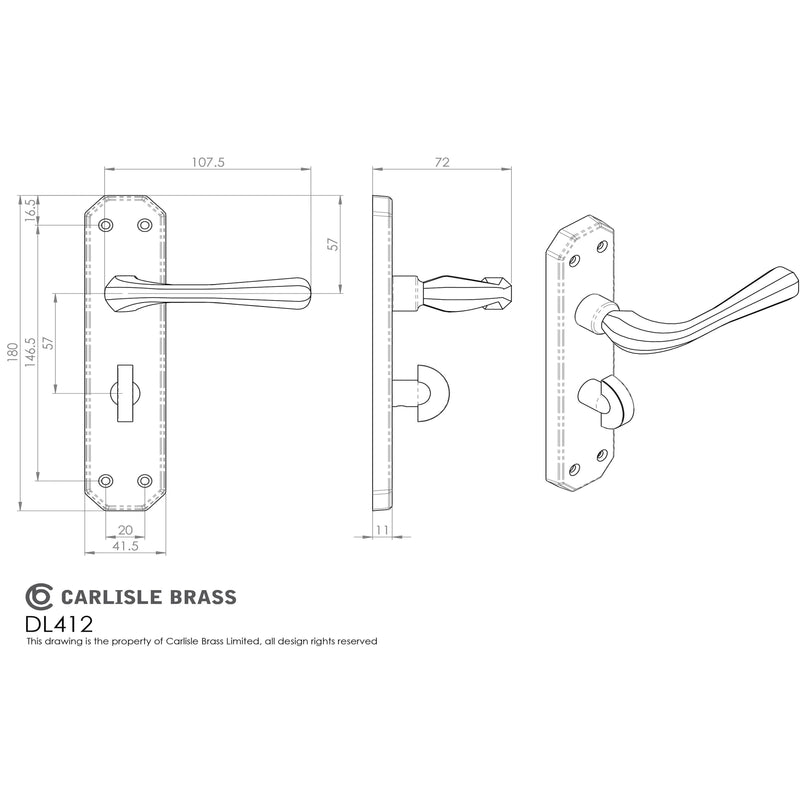 Carlisle Brass - Eden Lever on WC Backplate - Satin Chrome - DL412SC - Choice Handles