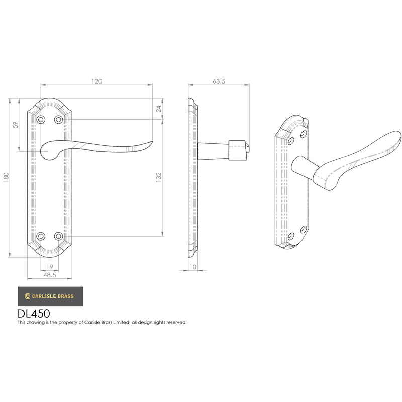 Carlisle Brass - Lytham Lever on Lock backplate - Florentine Bronze - DL450FB - Choice Handles