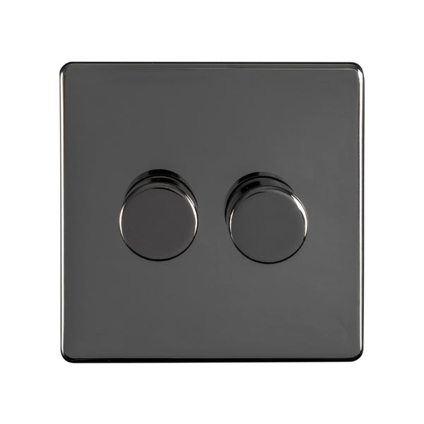 Eurolite Concealed 3mm 2 Gang Led Push On Off 2Way Dimmer - Black Nickel - ECBN2DLED - Choice Handles