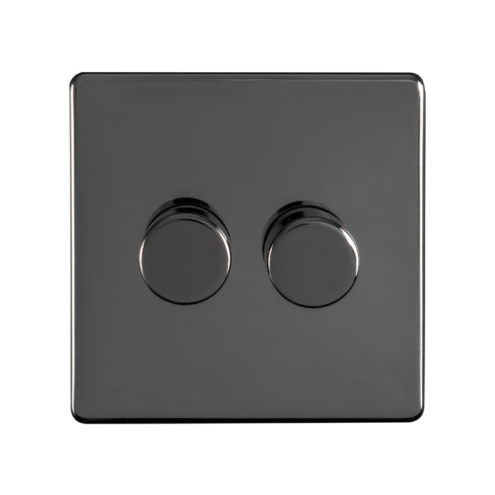 Eurolite Concealed 3mm 2 Gang Led Push On Off 2Way Dimmer - Black Nickel - ECBN2DLED - Choice Handles