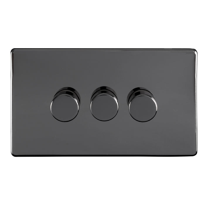 Eurolite Concealed 3mm 3 Gang Led Push On Off 2Way Dimmer - Black Nickel - ECBN3DLED - Choice Handles