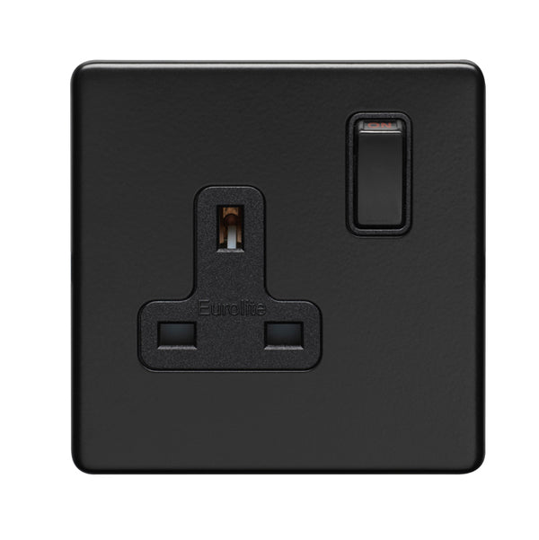 Eurolite Concealed 3mm 1 Gang Socket - Matt Black - ECMB1SOB - Choice Handles