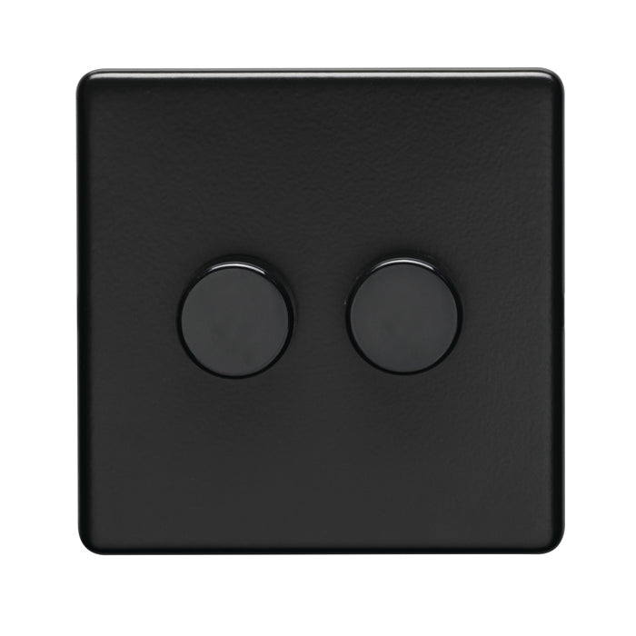 Eurolite Concealed 3mm 2 Gang Dimmer - Matt Black - ECMB2D400 - Choice Handles