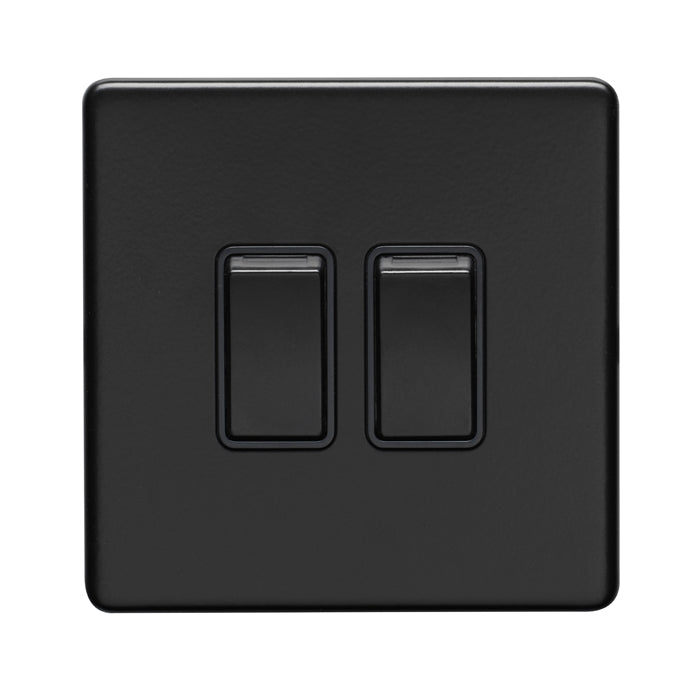 Eurolite Concealed 3mm 2 Gang Switch - Matt Black - ECMB2SWB - Choice Handles