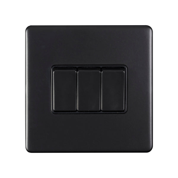 Eurolite Concealed 3mm 3 Gang Switch - Matt Black - ECMB3SWB - Choice Handles