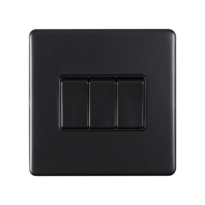 Eurolite Concealed 3mm 3 Gang Switch - Matt Black - ECMB3SWB - Choice Handles