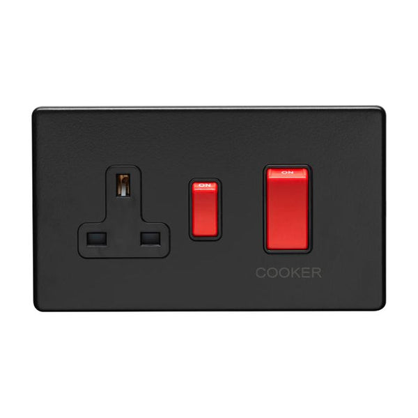 Eurolite Concealed 3mm 45Amp Switch With A Socket - Matt Black - ECMB45ASWASB - Choice Handles