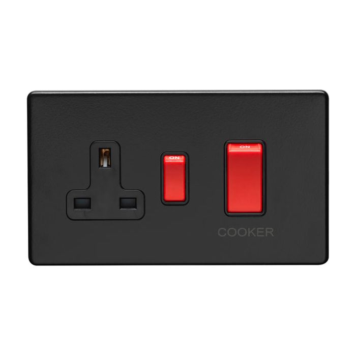 Eurolite Concealed 3mm 45Amp Switch With A Socket - Matt Black - ECMB45ASWASB - Choice Handles