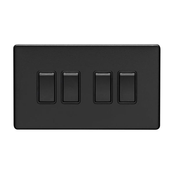 Eurolite Concealed 3mm 4 Gang Switch - Matt Black - ECMB4SWB - Choice Handles